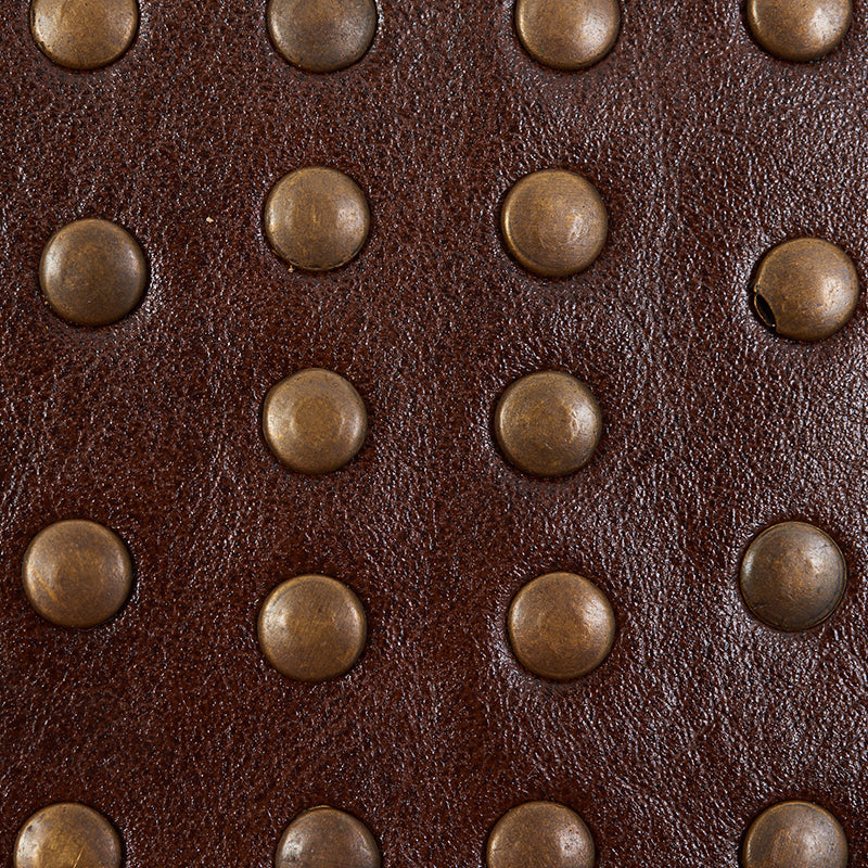 STUDDED LEATHER TRIM | BROWN