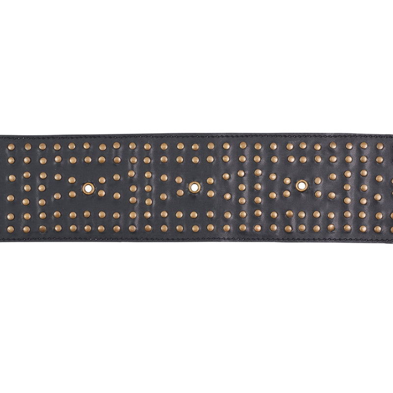 STUDDED LEATHER TRIM | Black