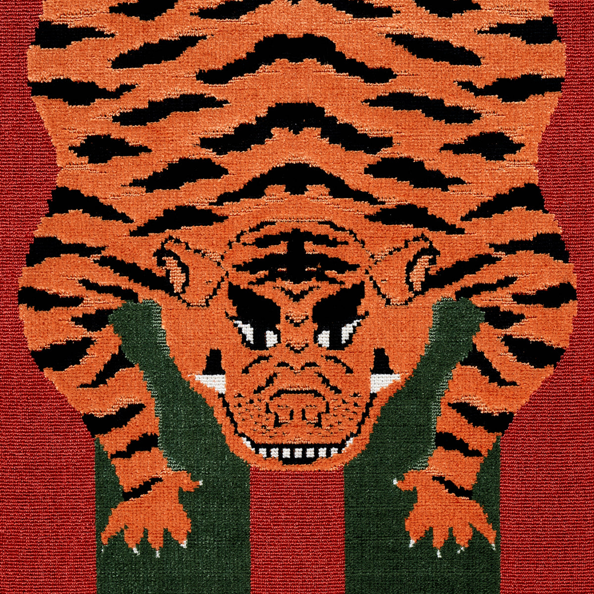 Jokhang Tiger Velvet | Red & Green