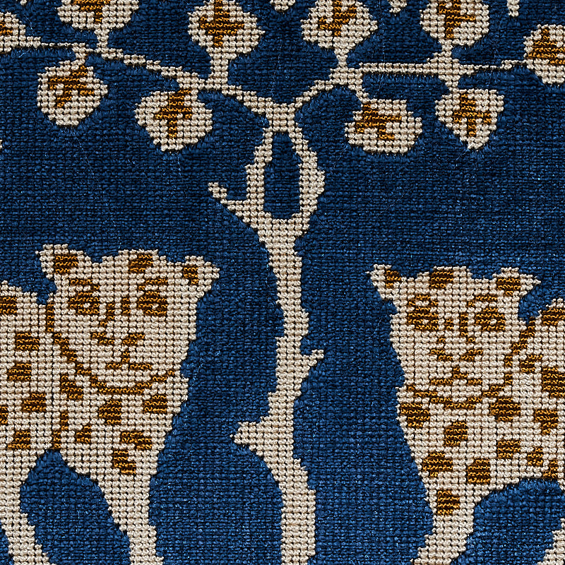 WOODLAND LEOPARD VELVET | SAPPHIRE