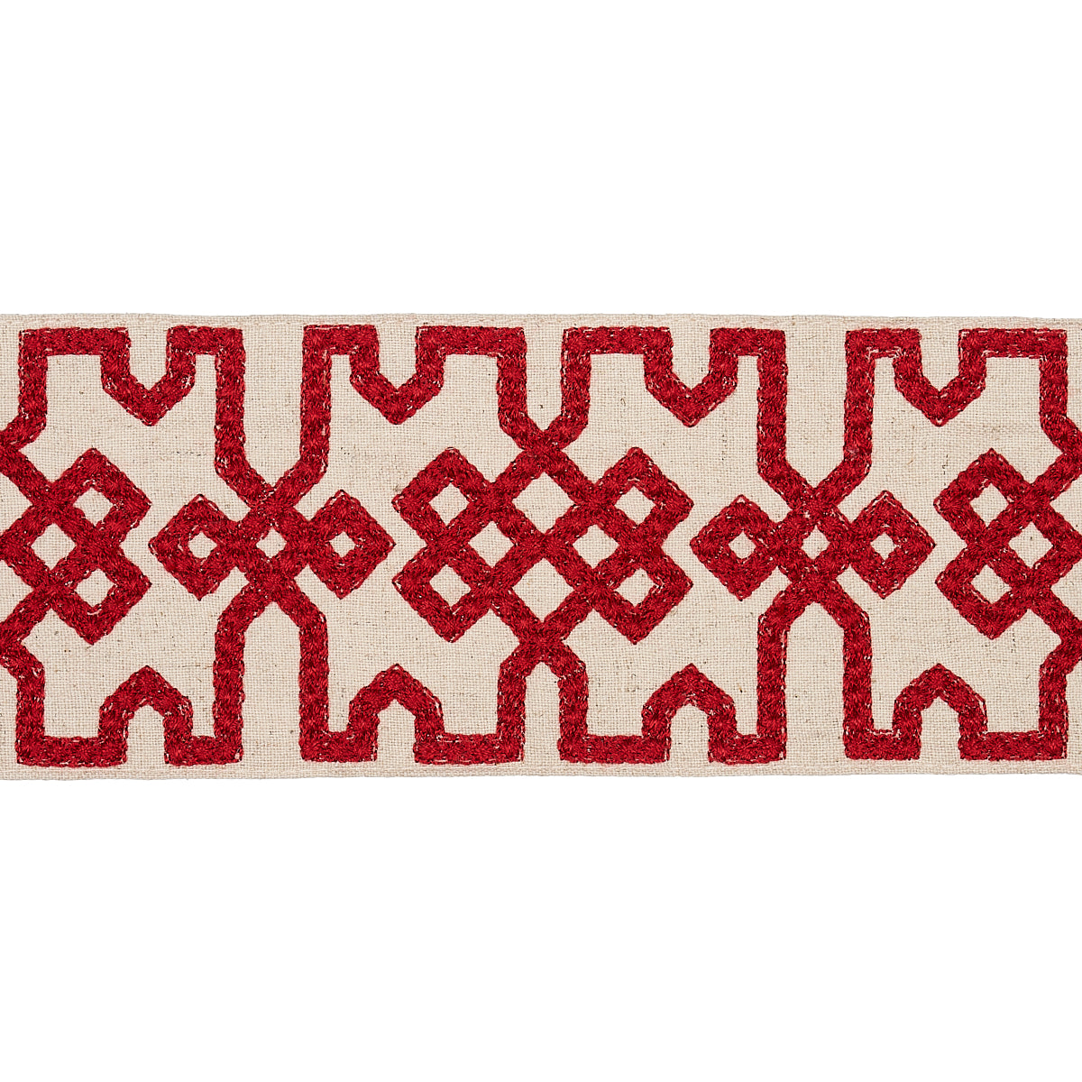 Knotted Trellis Tape | CRIMSON ON UNBLEACHED