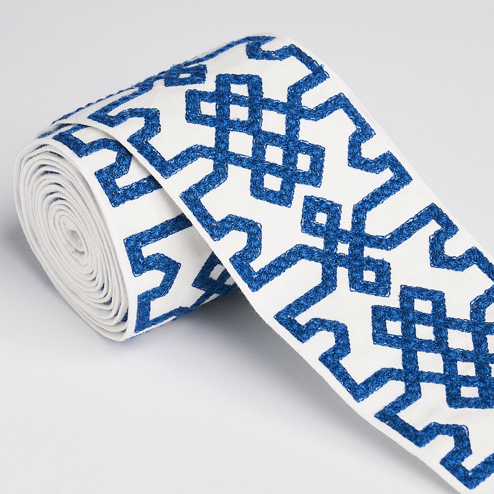 Knotted Trellis Tape | Blue On White
