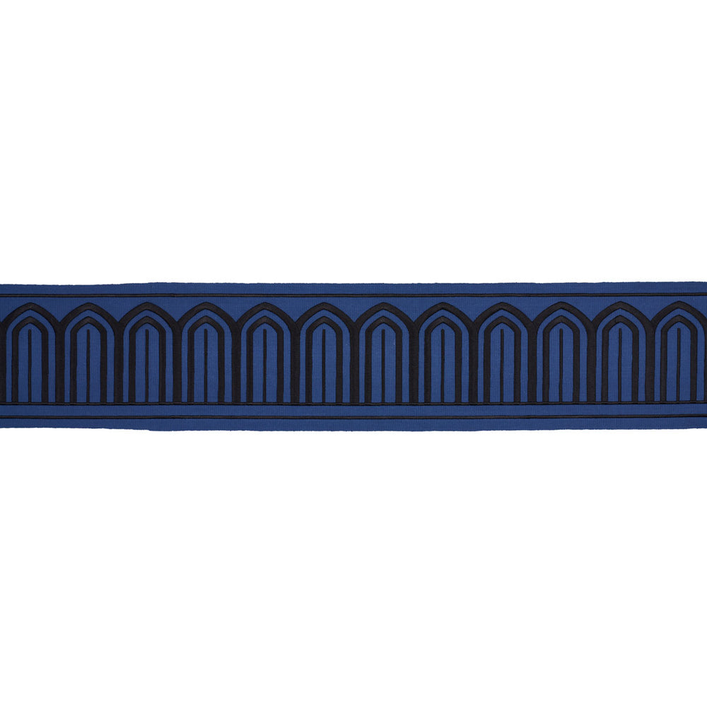 ARCHES EMBROIDERED TAPE WIDE | Black On Navy