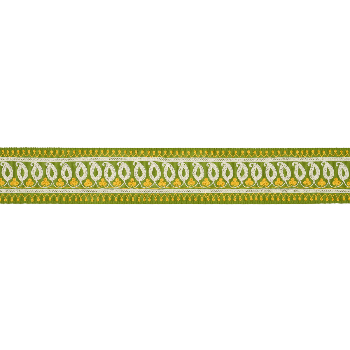 PAISLEY EMBROIDERED TAPE | Green & Yellow