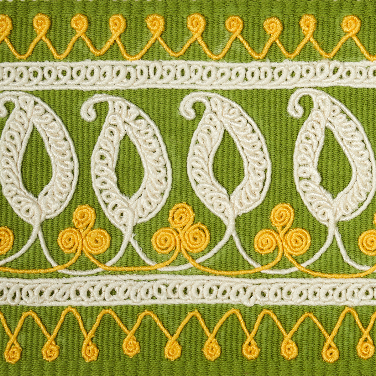 PAISLEY EMBROIDERED TAPE | Green & Yellow