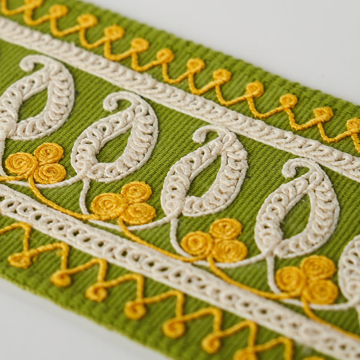 PAISLEY EMBROIDERED TAPE | GREEN & YELLOW