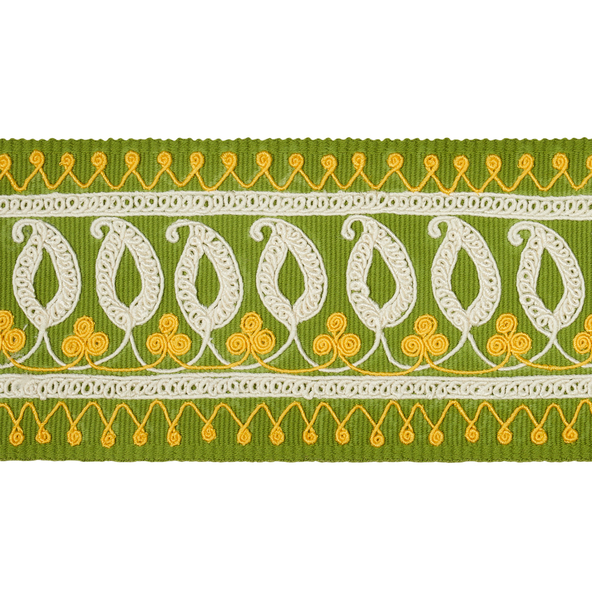 PAISLEY EMBROIDERED TAPE | Green & Yellow