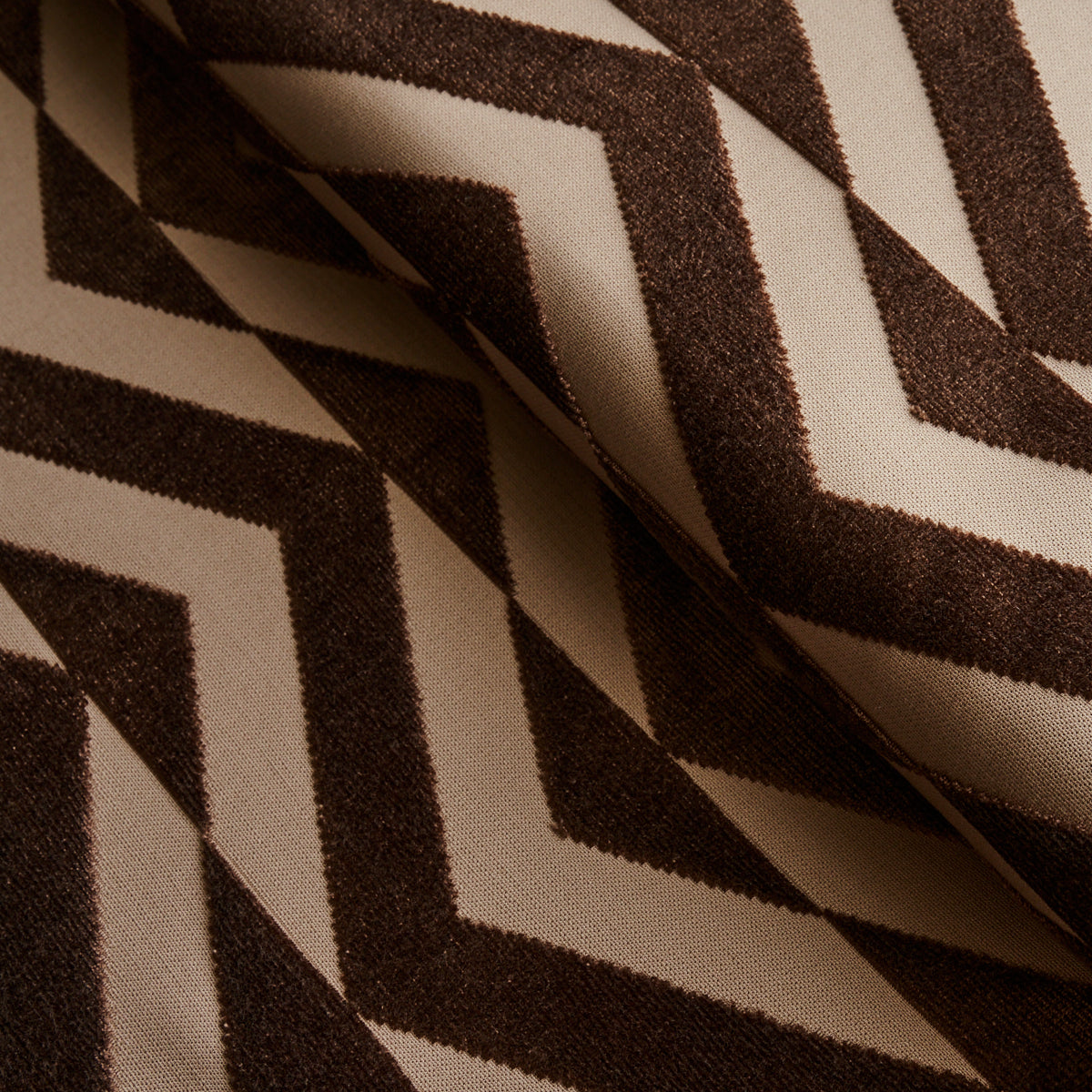 BROKEN CHEVRON CUT VELVET | BROWN ON CAMEL