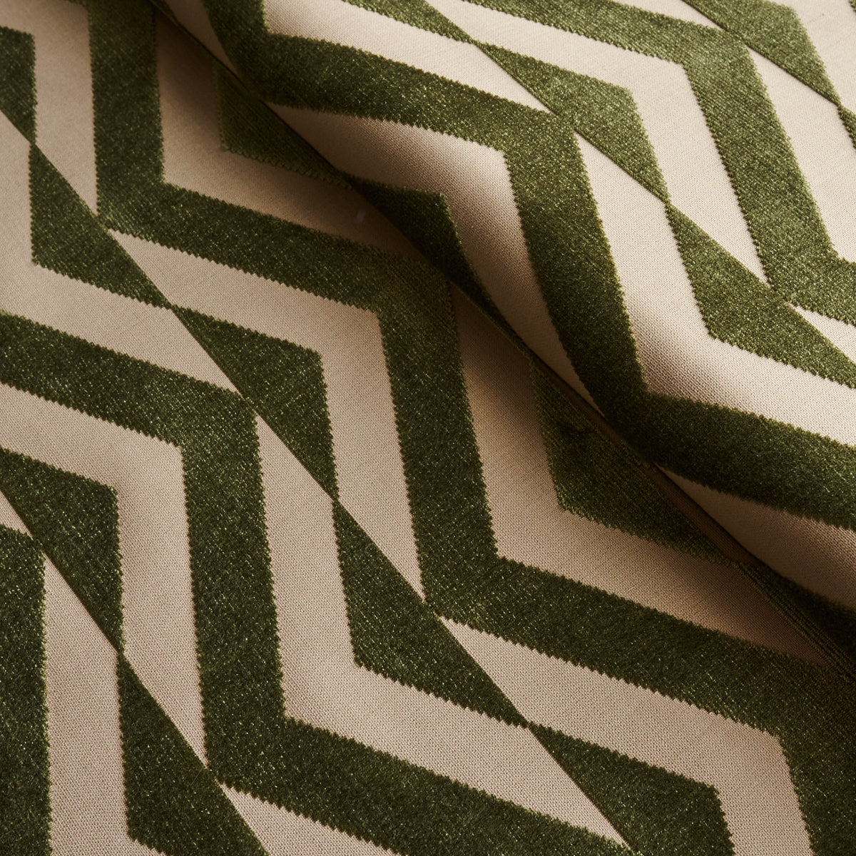 BROKEN CHEVRON CUT VELVET | OLIVE ON KHAKI