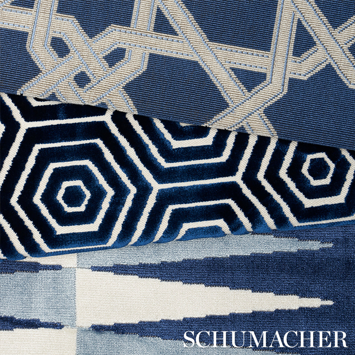 BACKGAMMON CUT VELVET | BLUE