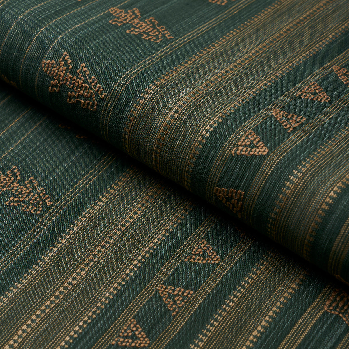 NIMA EMBROIDERED COTTON LINEN | JUNGLE GREEN