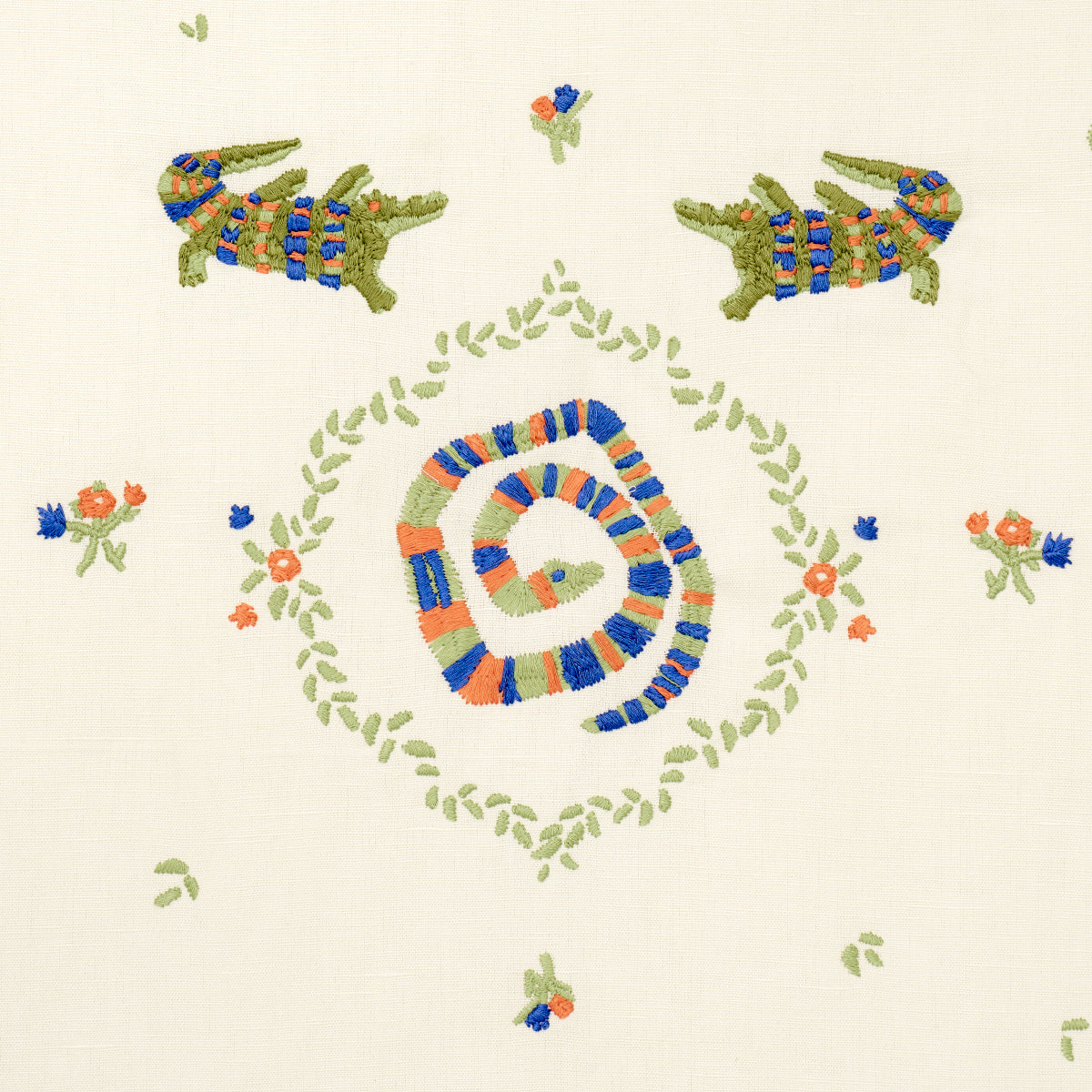 REPTILIA EMBROIDERY | BRIGHT MULTI ON IVORY