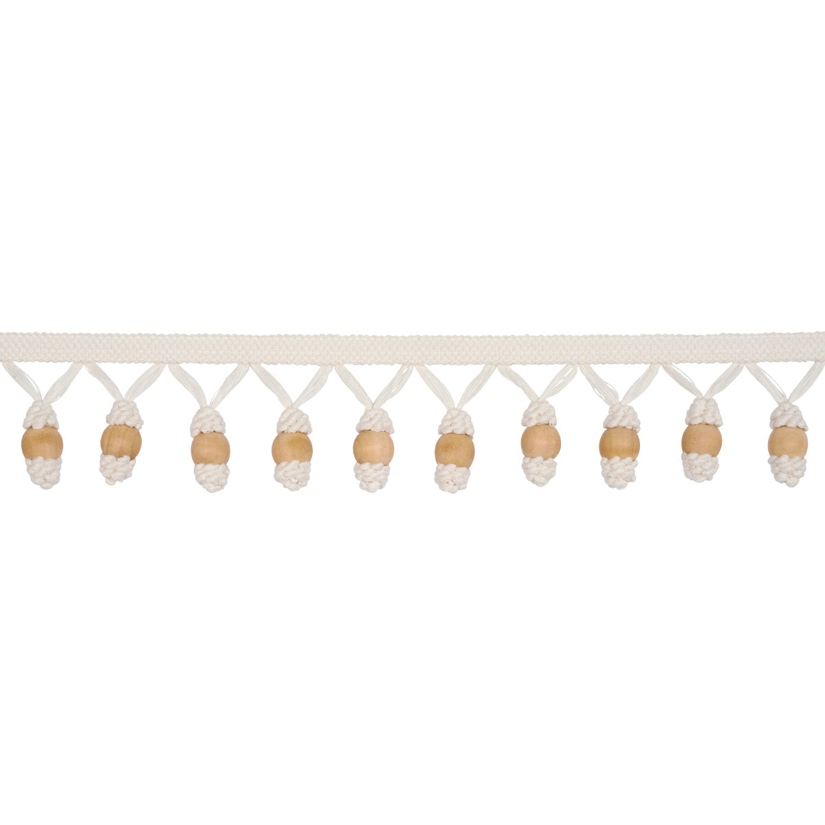 WOODEN BALL FRINGE | Ivory