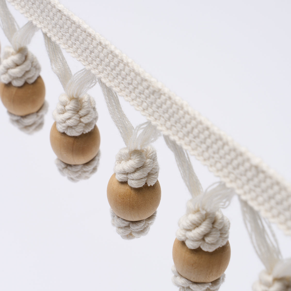 WOODEN BALL FRINGE | Ivory