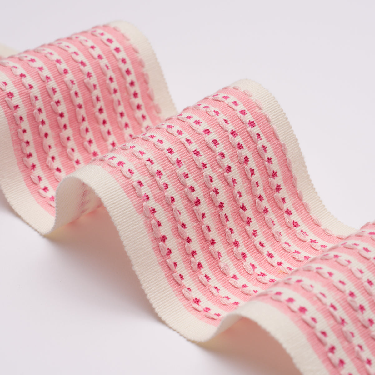 STRIPE & DOT HAND BLOCK TRIM | Pink