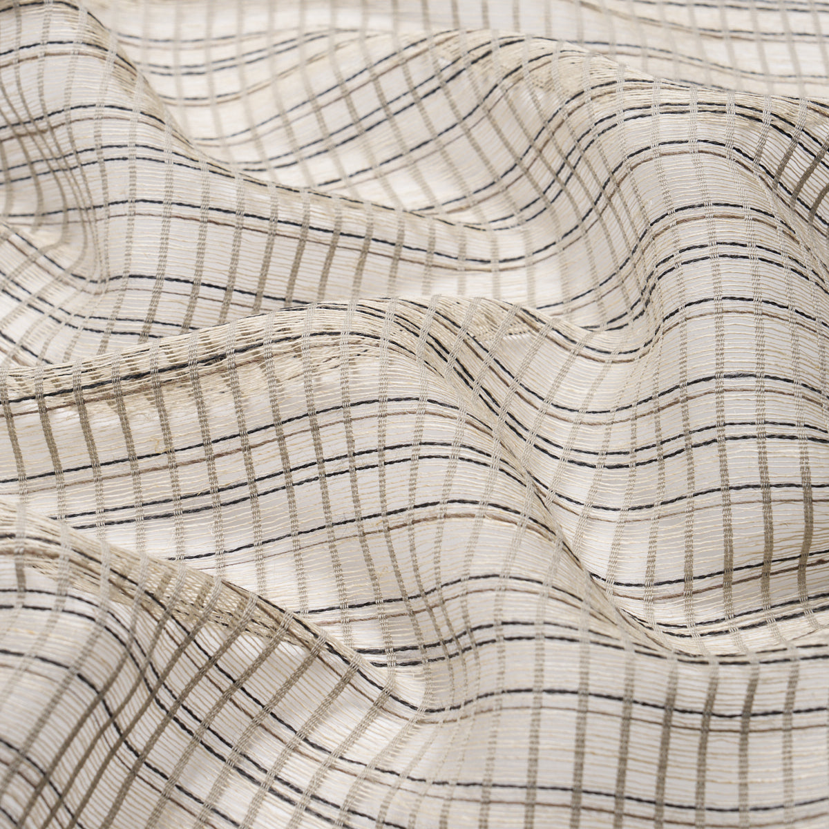 PAYTON LINEN SHEER GRID | Black & White