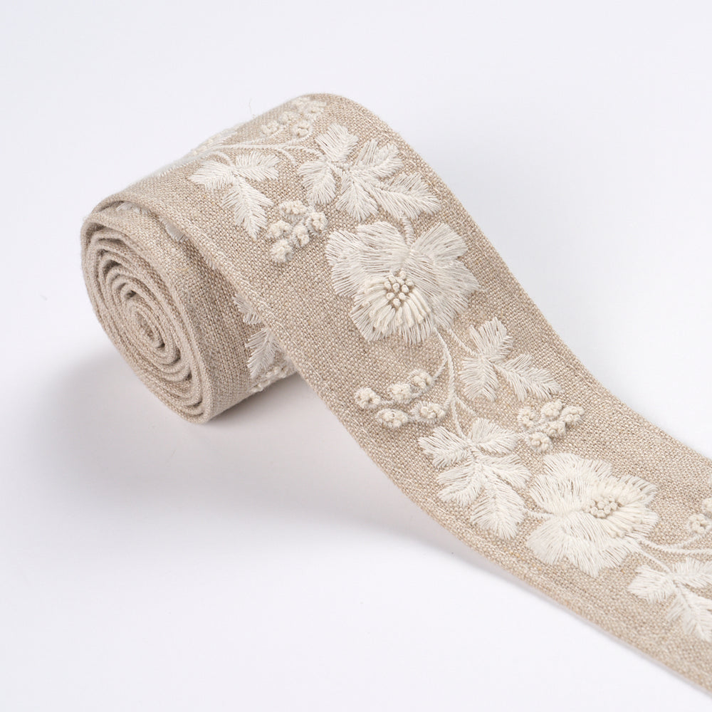 ELISE HAND-EMBROIDERED TAPE | Natural
