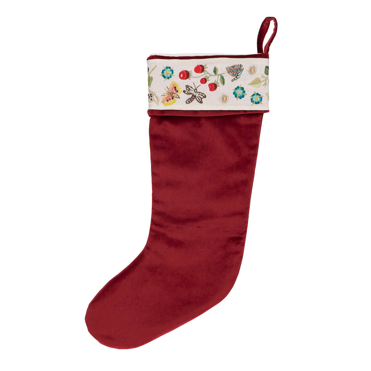 Royal Silk Embroidery Stocking | Ruby