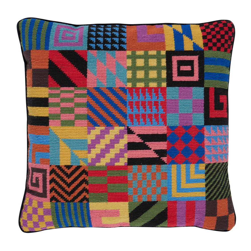 Graphic Blocks Needlepoint Pillow | Multi