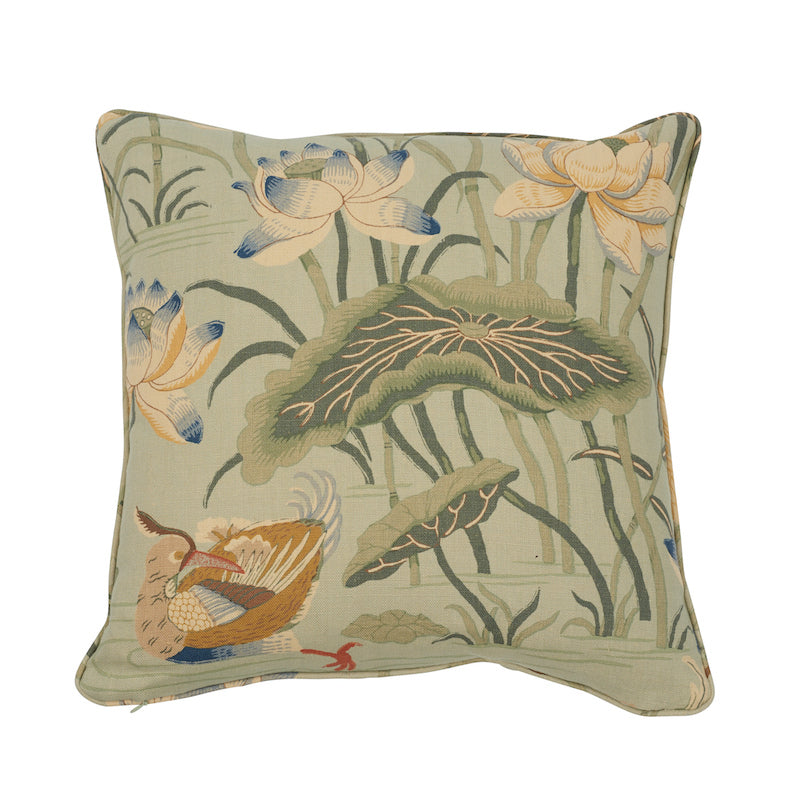 Lotus Garden Pillow | Aqua