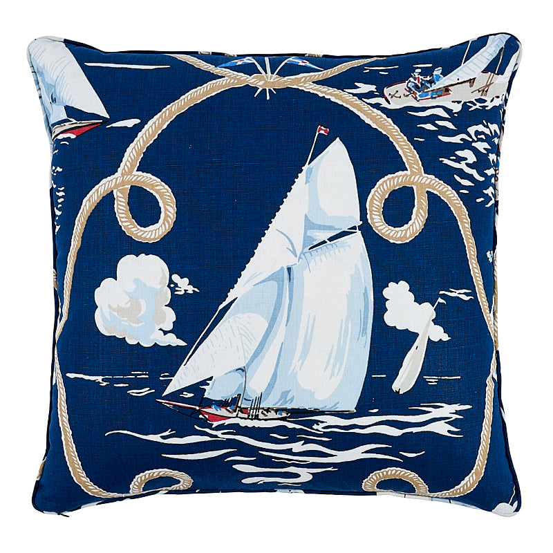 Summer Regatta Linen Pillow | Navy