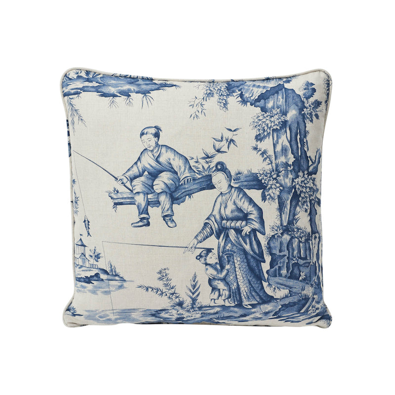 Shengyou Toile Pillow | Indigo Blue