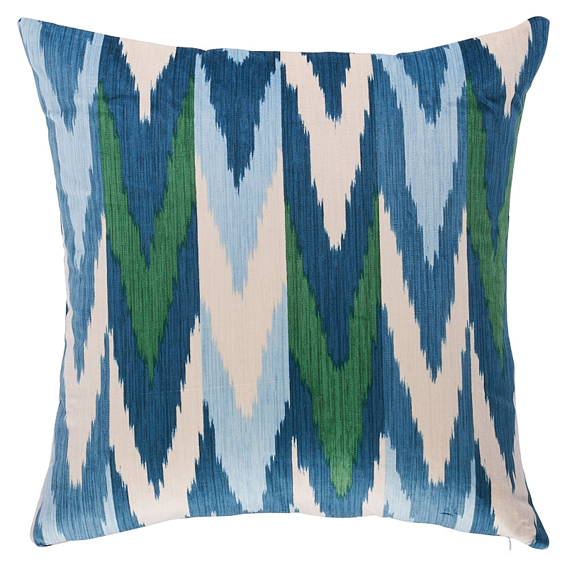 Kashgar Velvet Ikat Pillow | Peacock & Emerald