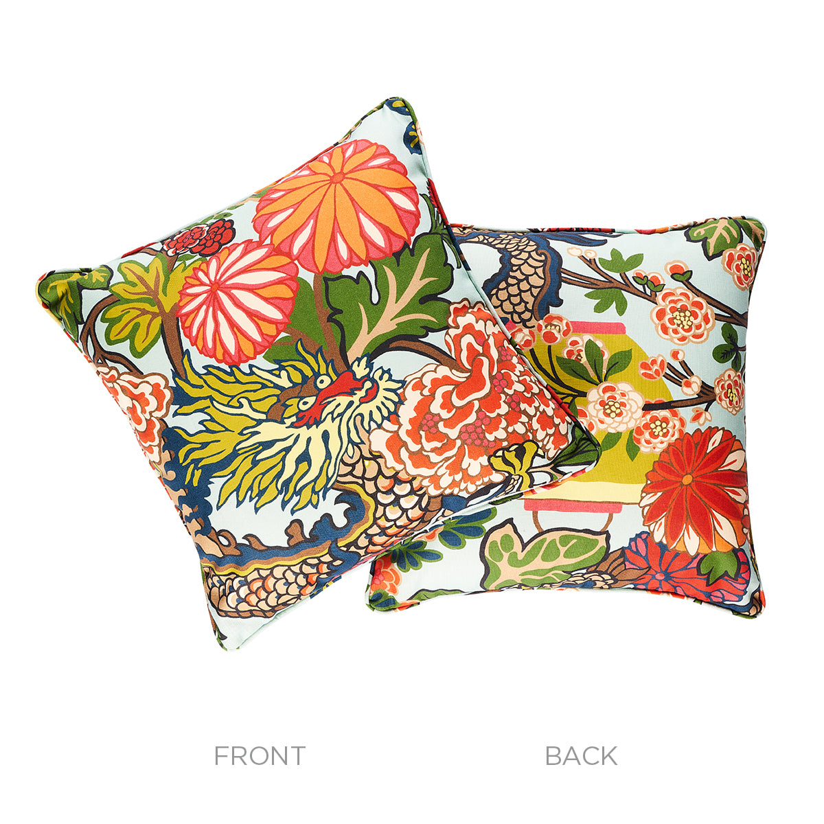 Chiang Mai Dragon I/O Pillow | Aquamarine