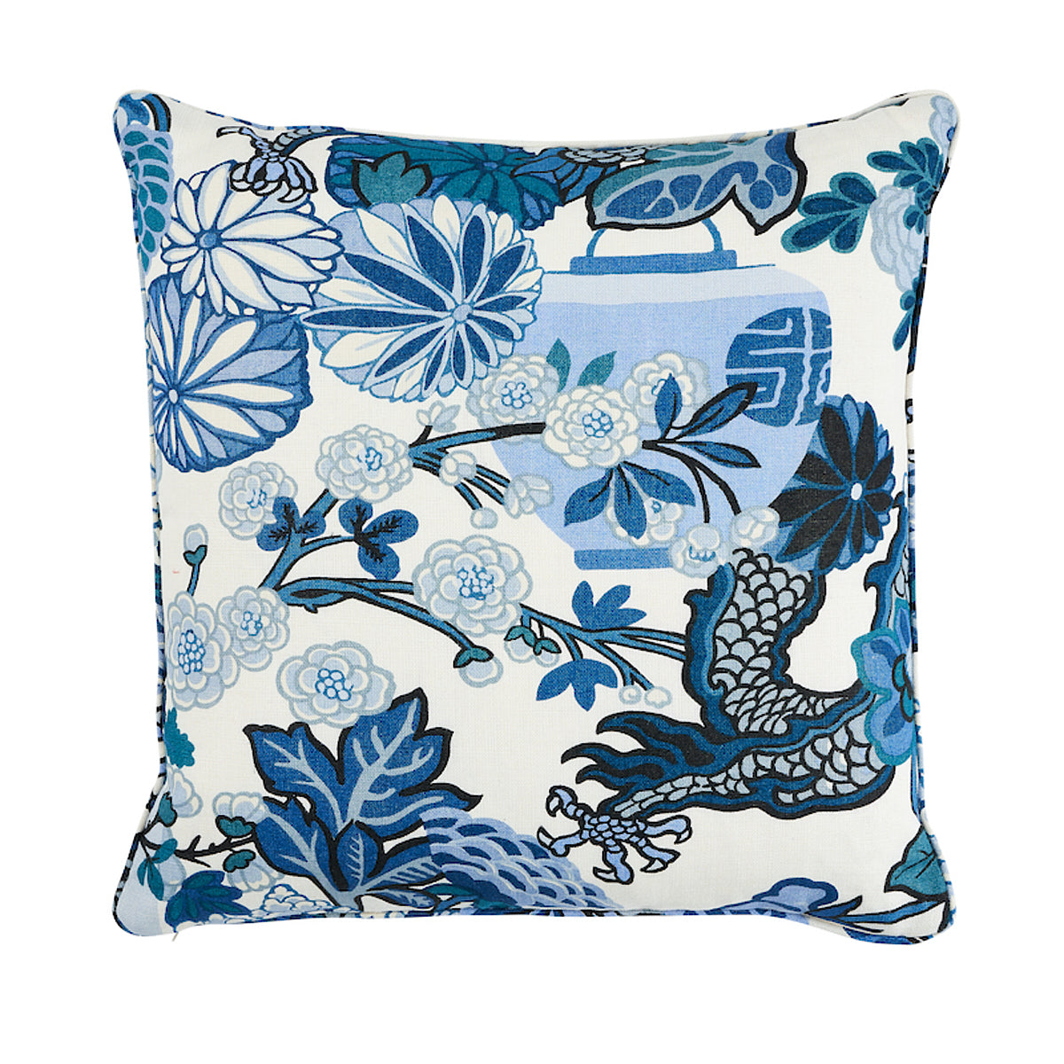 Chiang Mai Dragon I/O Pillow | China Blue