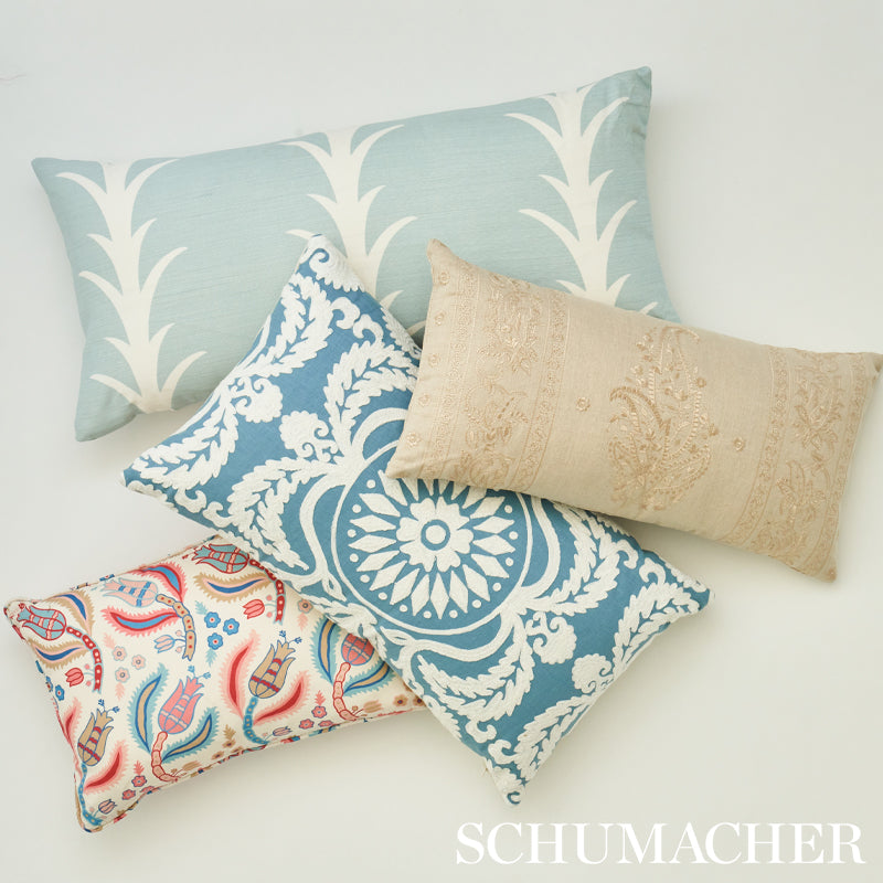 Acanthus Stripe Pillow | Sky