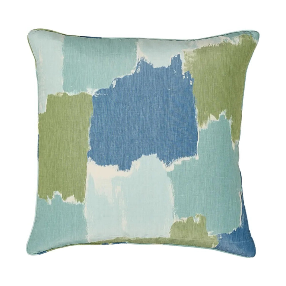 Colorblock Ikat Pillow | Aqua