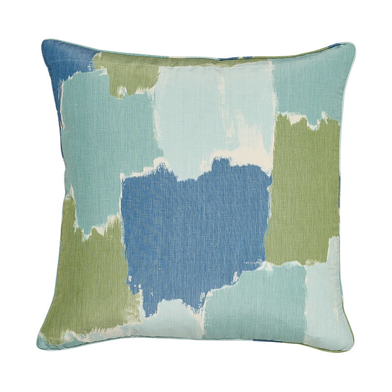 Colorblock Ikat Pillow | Aqua