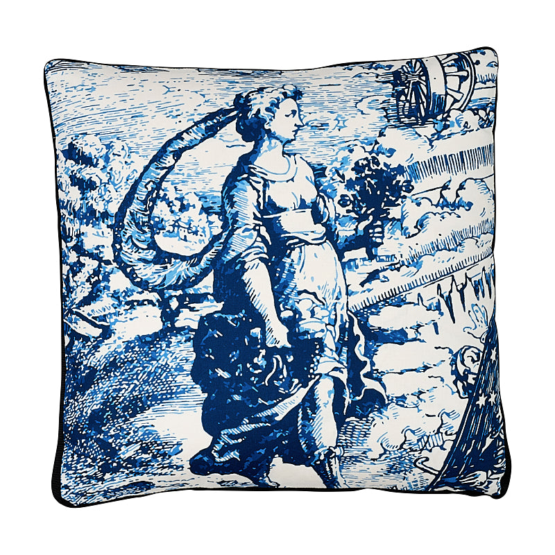 Modern Toile Box Pillow A | Indigo