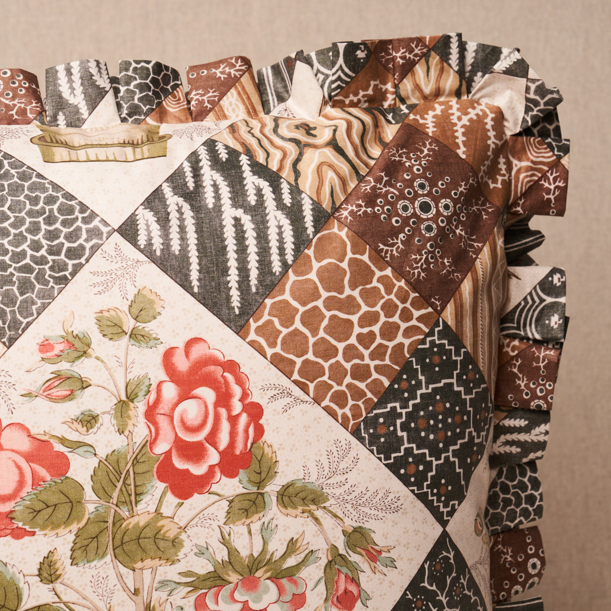 Caldwell Patchwork Chintz Pillow | Rose and Chocolate