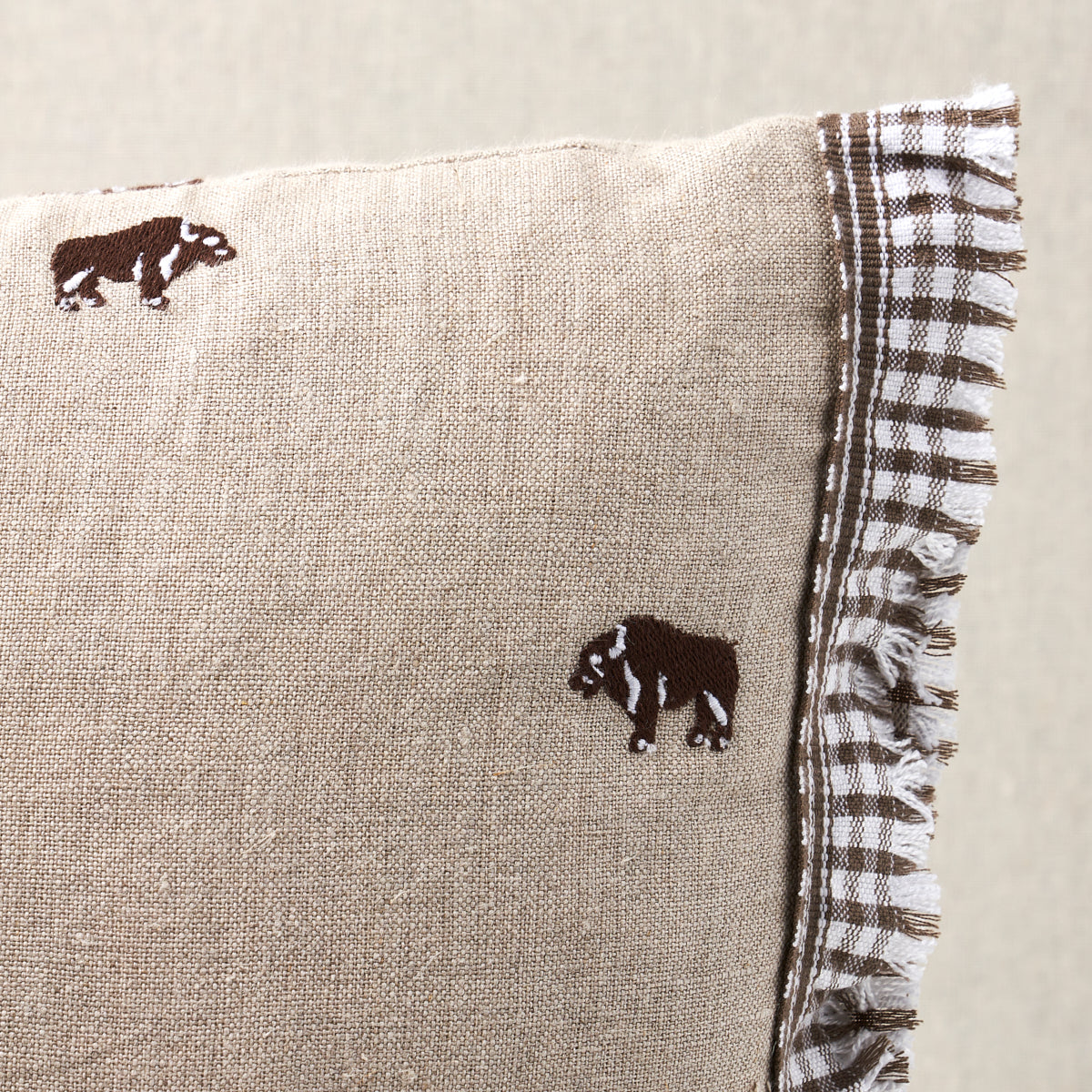 Buffalo Embroidery Pillow | Natural