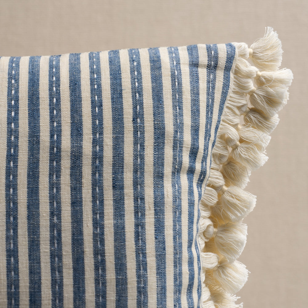 Mathis Ticking Stripe Pillow | Indigo