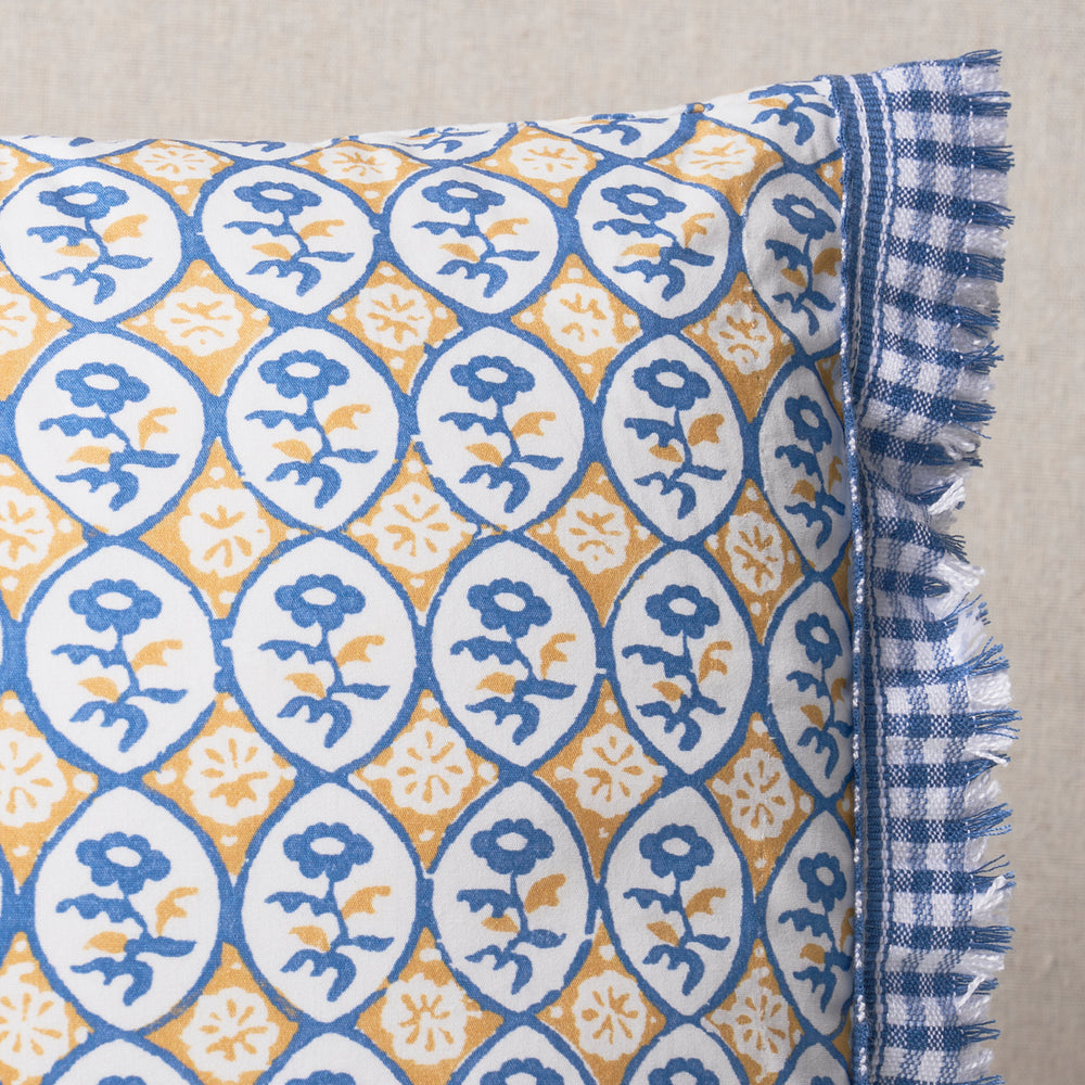 Josiane Floral Pillow | Yellow & Blue