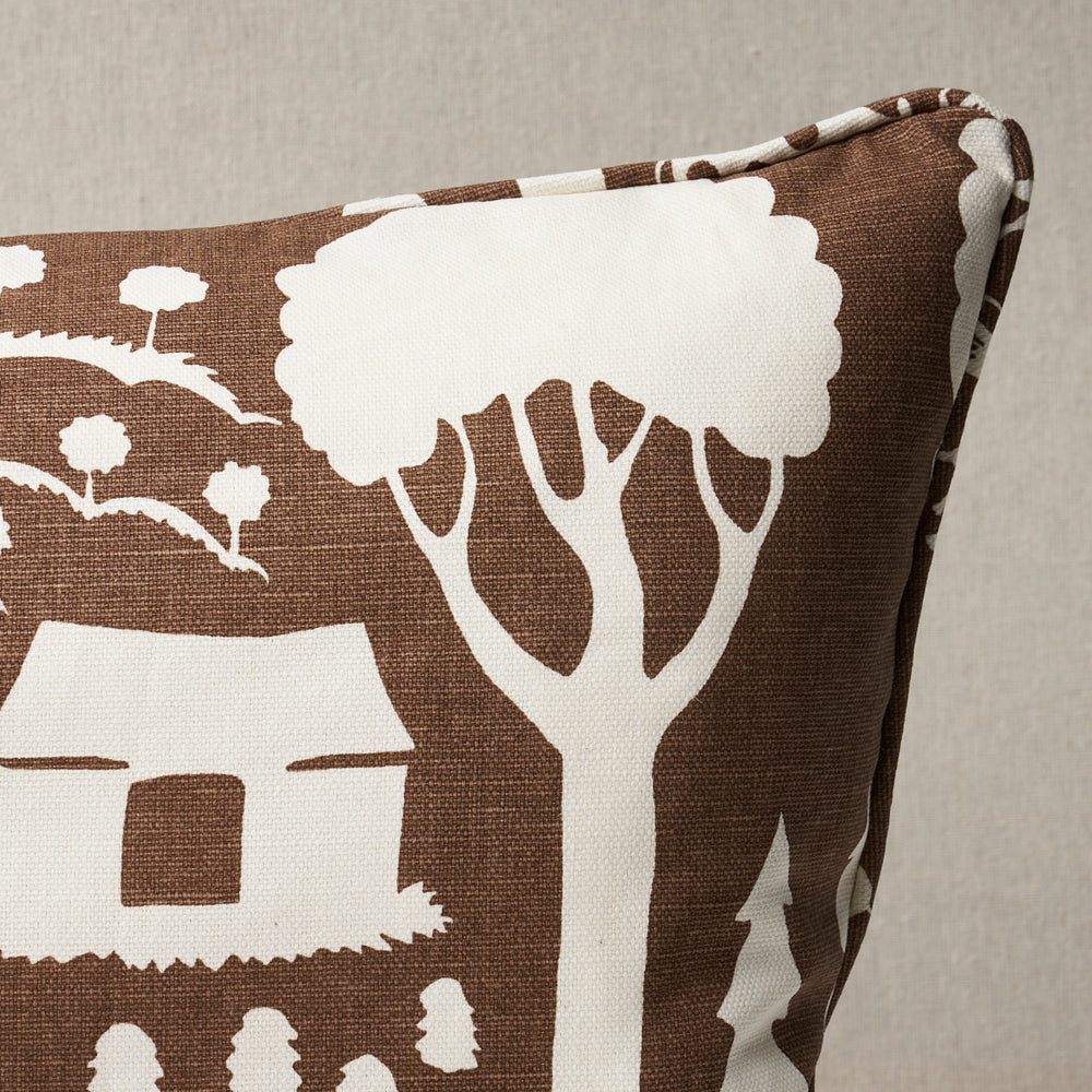 Farm Scene Pillow | Brown