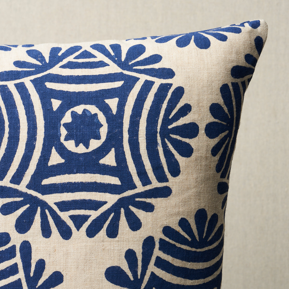 Gilded Star Block Print Pillow | Navy on Natural