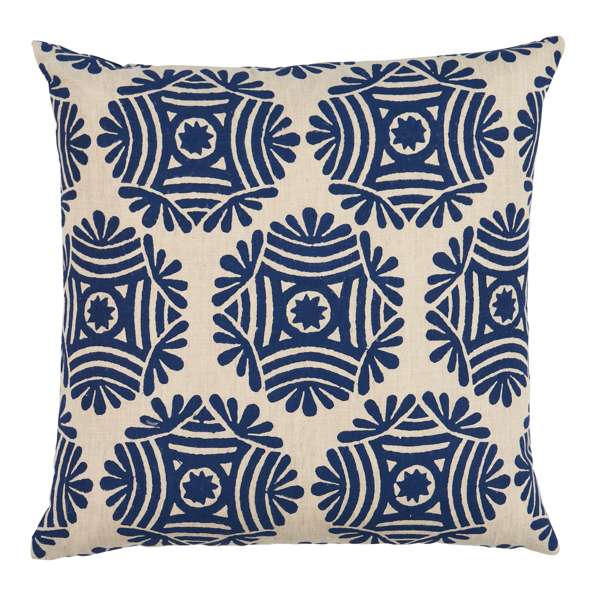 Gilded Star Block Print Pillow | Navy On Natural