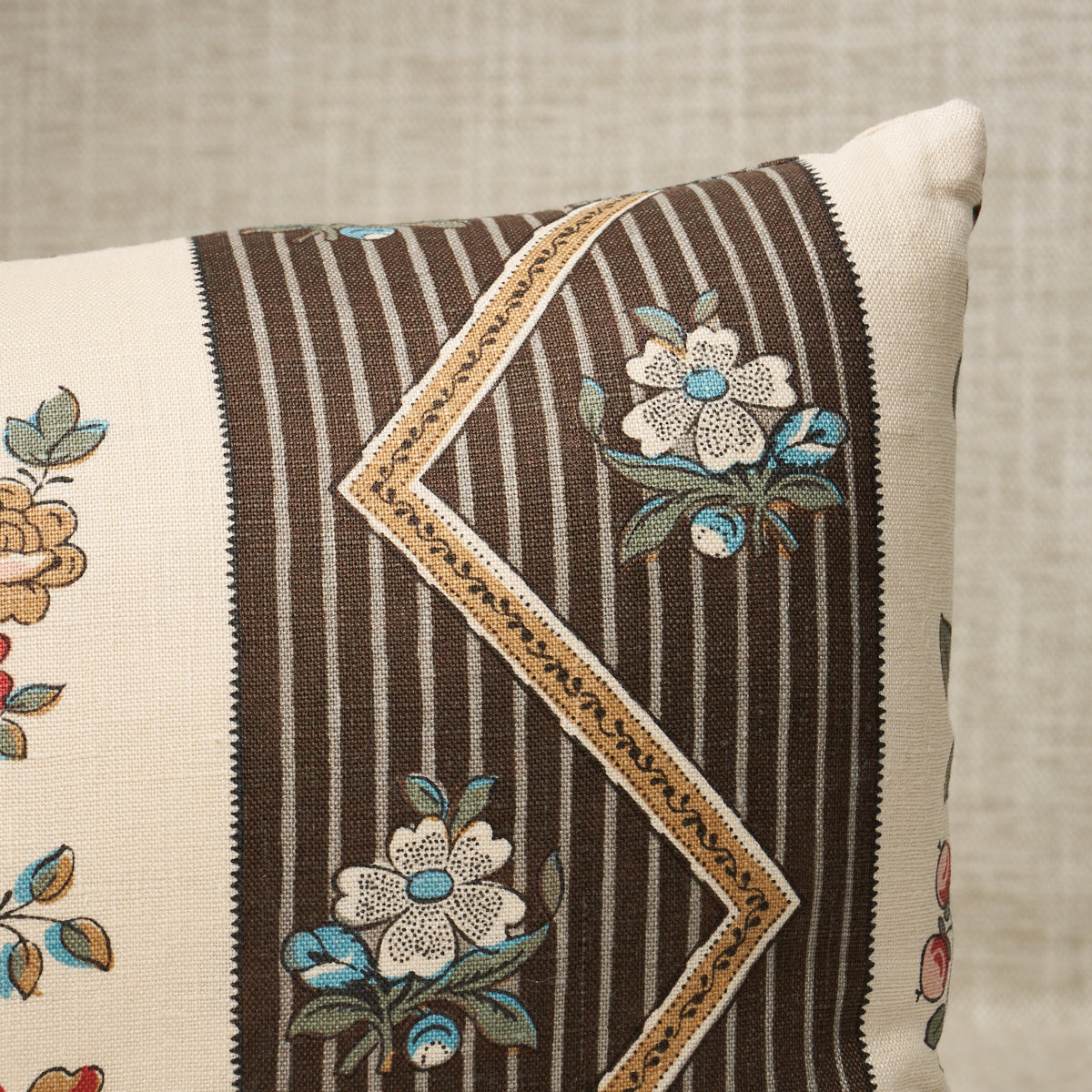 Sylvain Floral Stripe Pillow | Noir