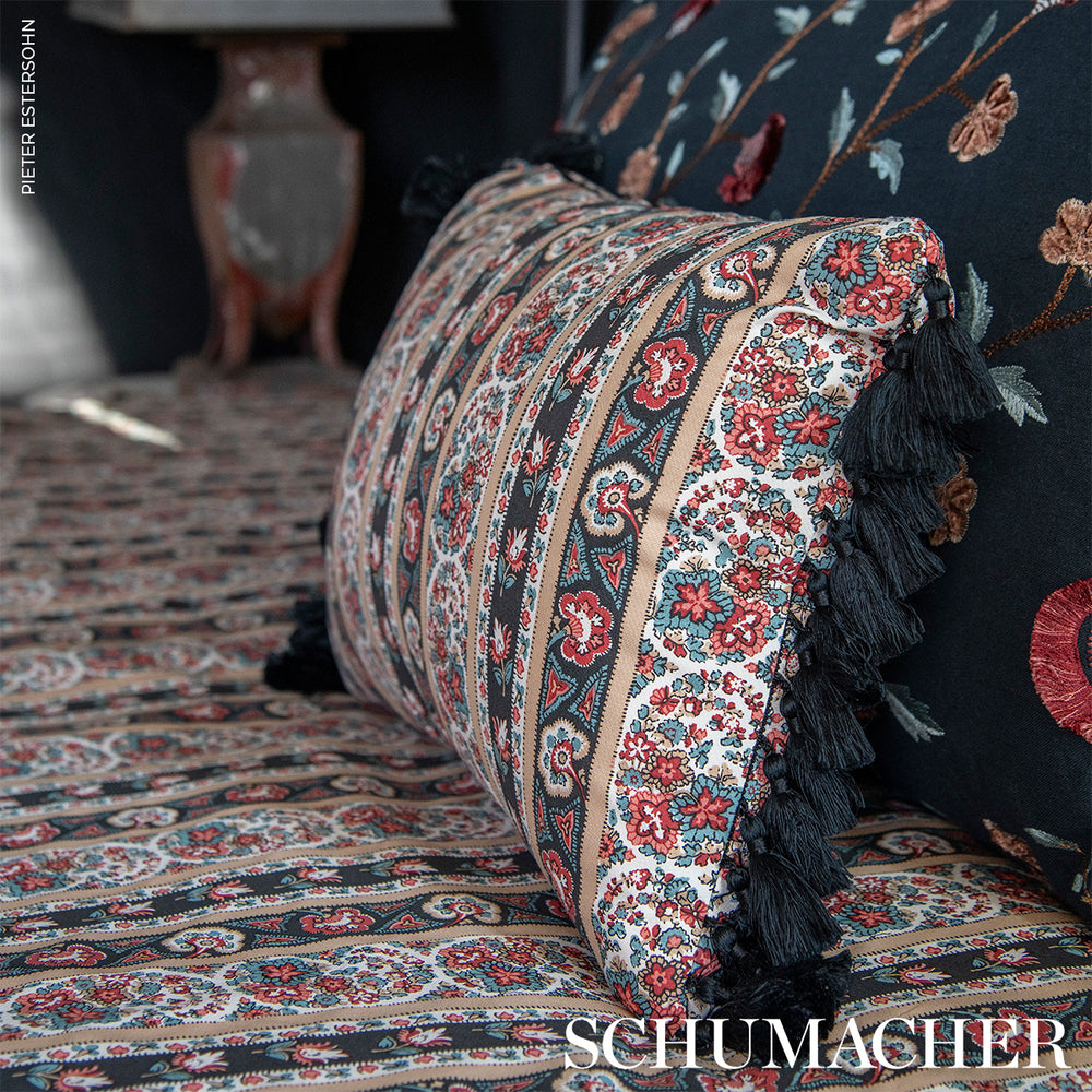 Ines Paisley Pillow | Rouge & Noir