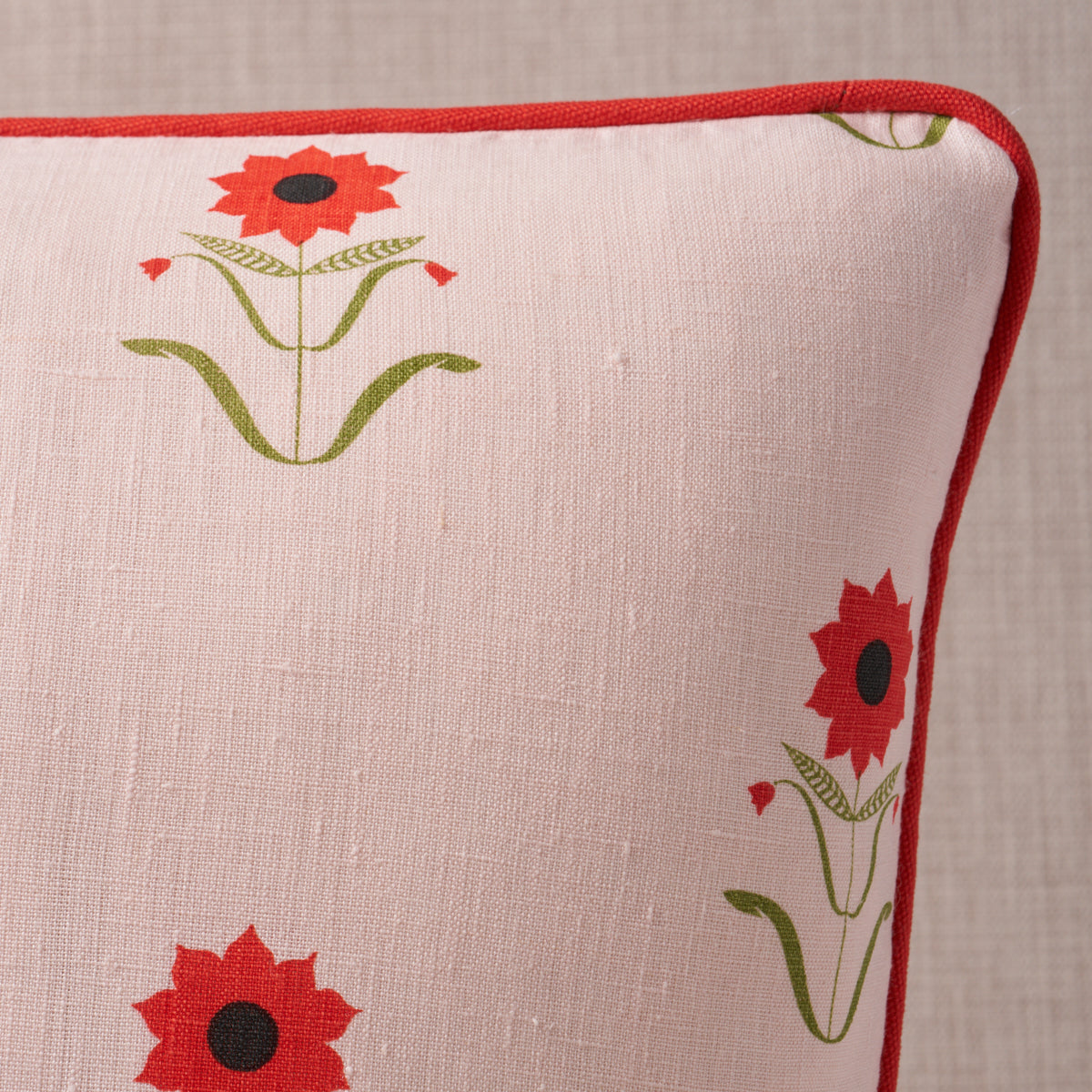 Forget Me Nots Pillow | Red On Pink