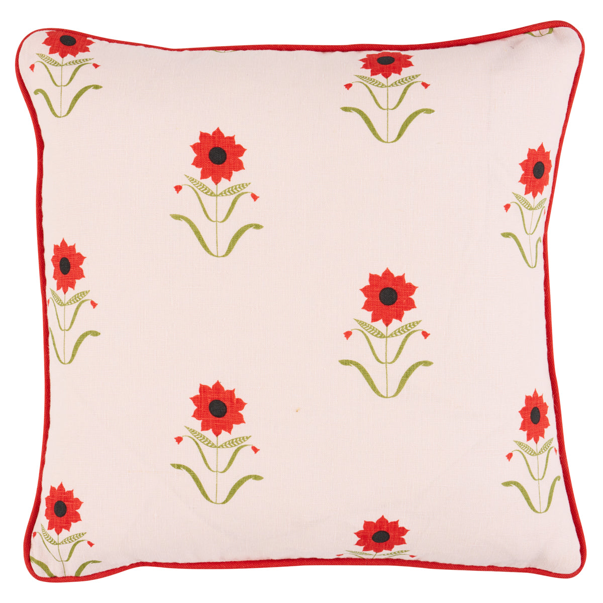 Forget Me Nots Pillow | Red on Pink