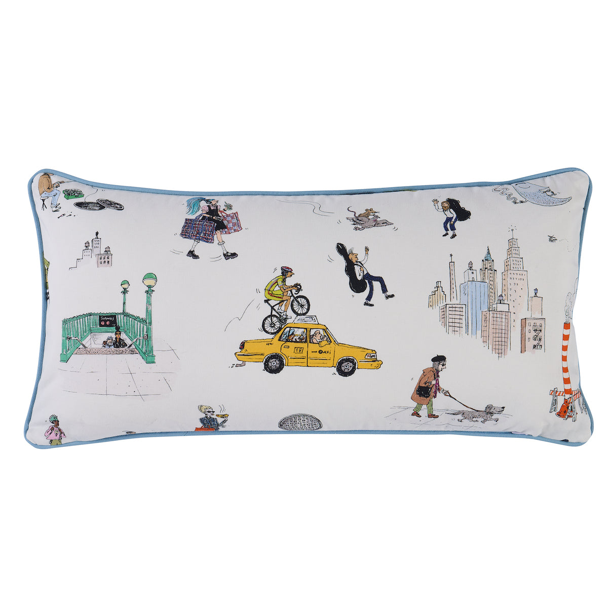 Street Scenes Pillow | Multicolor On White