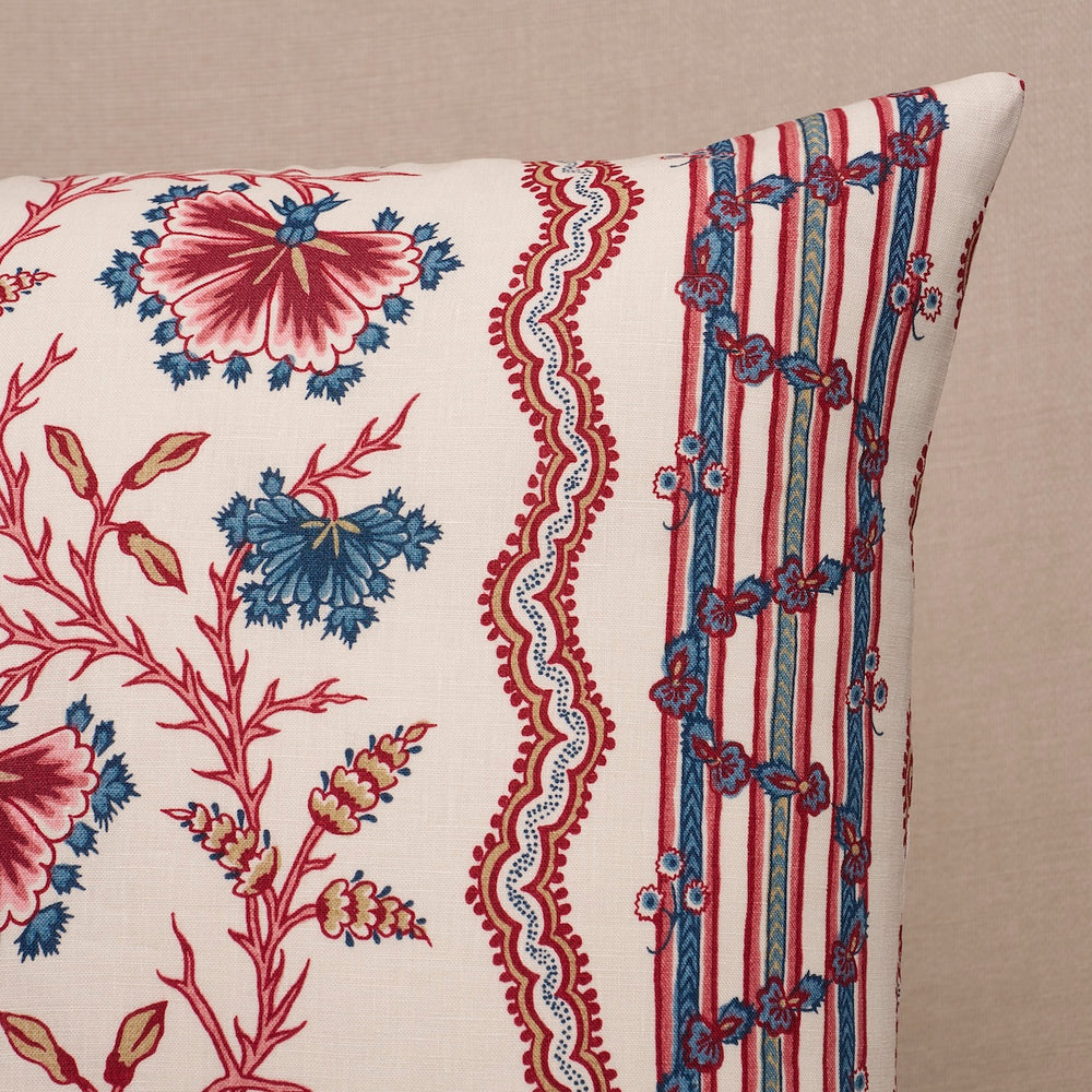 Parvati Floral Stripe Pillow | Vermillion