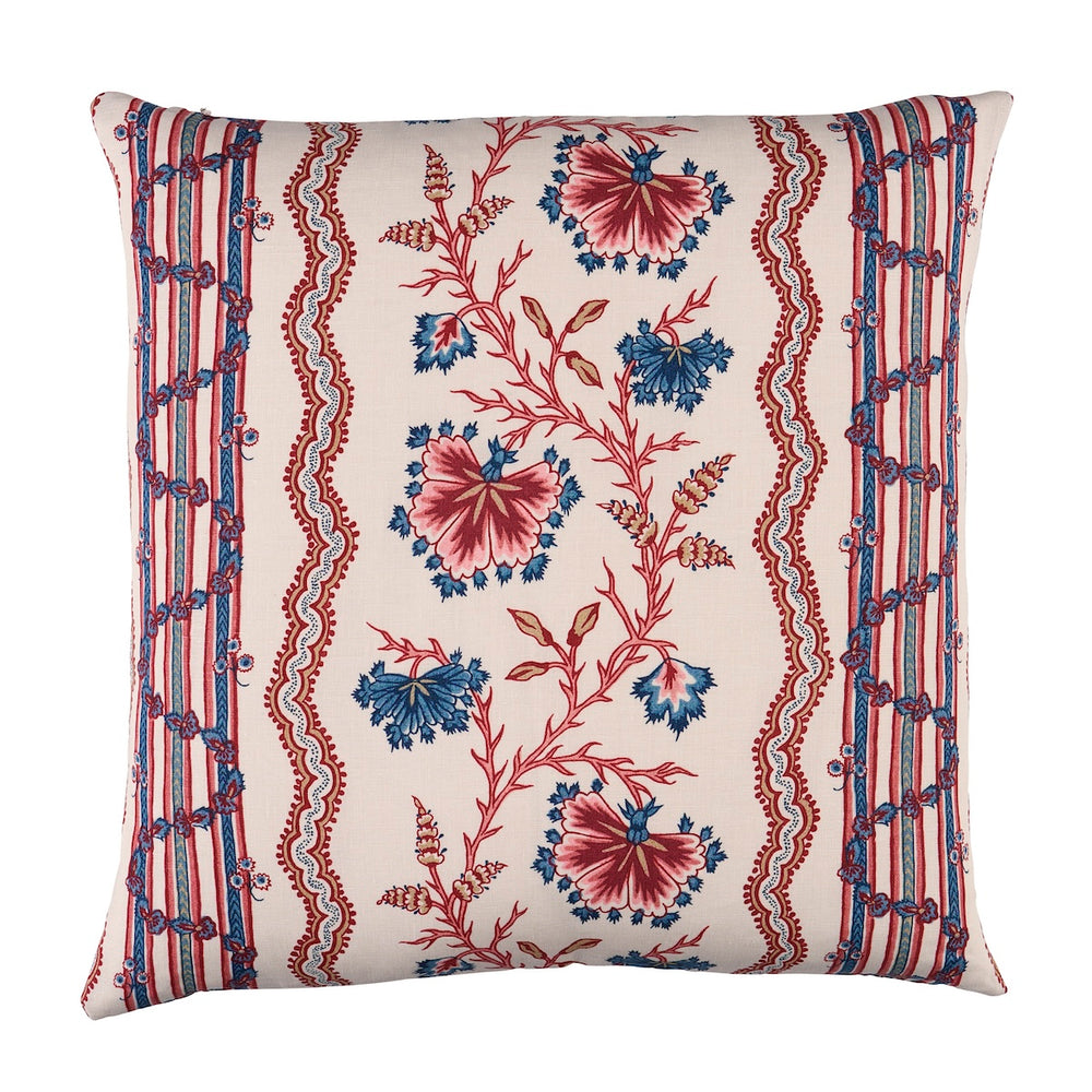 Parvati Floral Stripe Pillow | Vermillion