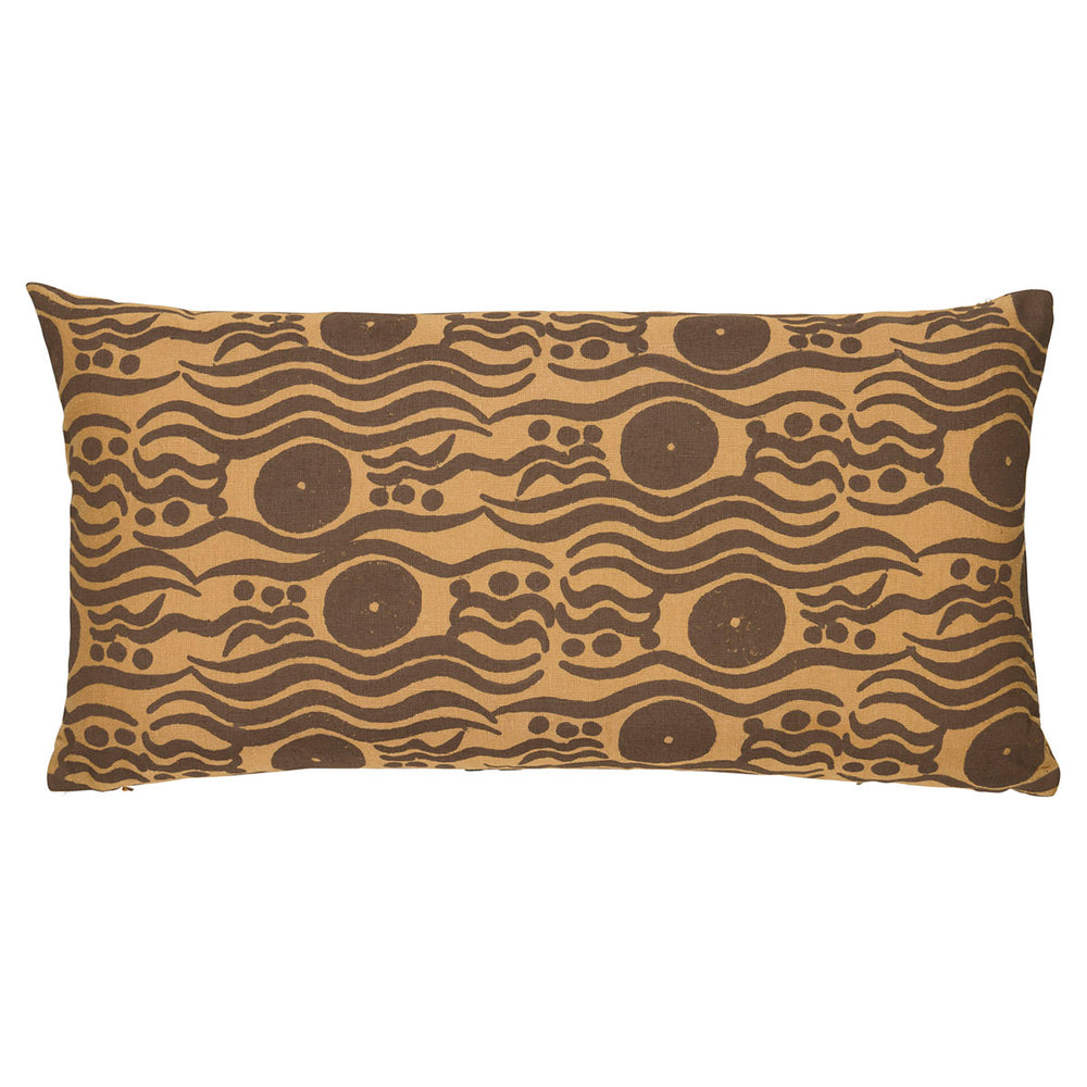 Bosphorous Hand Block Pillow | Ochre & Brown