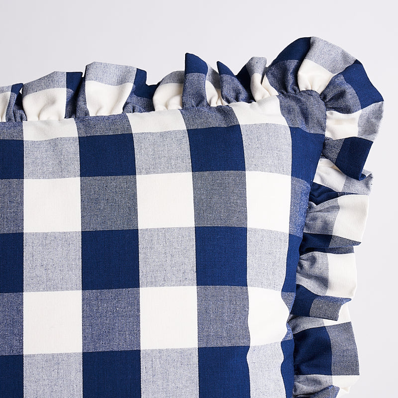 Camden Cotton Check Pillow | Navy