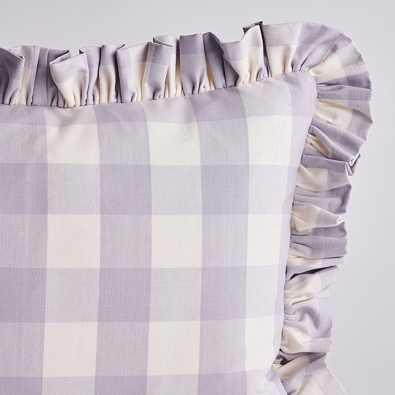 Camden Cotton Check Pillow | Lilac